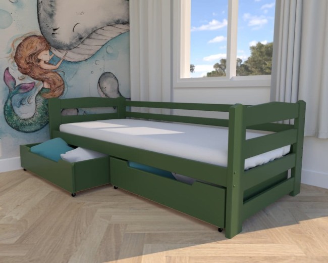 boho łóżko dla dzieci Sylwia Premium, nowoczesne łóżko do pokoju dziecięcego, łóżko z szufladami na pościel od producenta Valor Meble.jpg