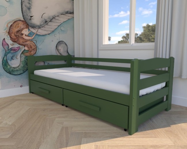 łóżko dla dzieci Sylwia Premium, nowoczesne łóżko do pokoju dziecięcego, łóżko z szufladami na pościel od producenta Valor Meble kolor boho.jpg