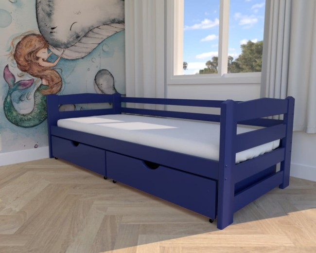 łóżko dziecięce Sara Premium, łóżko dla dzieci, nowoczesne łóżko do pokoju dzieci, łóżko z szufladami na pościel, wybór wykończenia szuflad od producenta Valor Meble.jpg