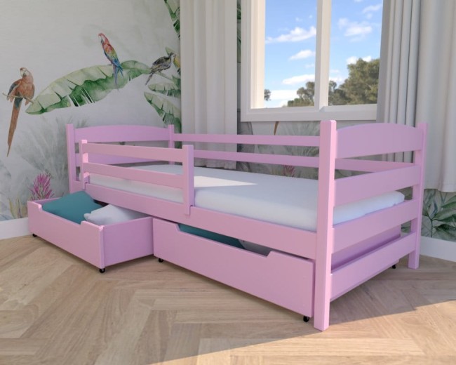 łóżko dziewczęce Kasia Premium,  drewniane łóżko pojedyncze do pokoju dziecięcego,  łóżko z szufladami na pościel od producenta Valor Meble.jpg