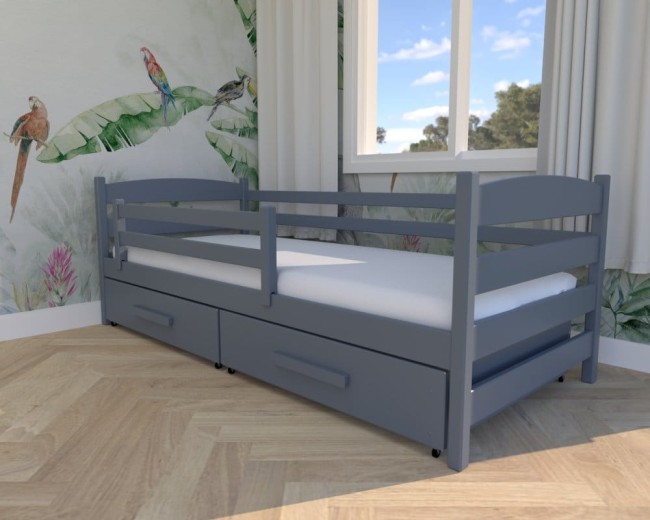 łóżko dla dzieci i młodzieży Kasia Premium, drewniane łóżko dla dzieci i młodzieży, nowoczesne łóżko kolor grafit od producenta Valor MEble.jpg