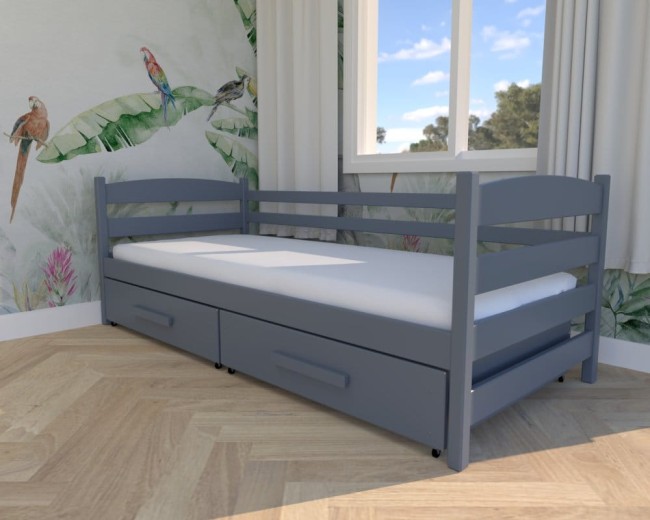 łóżko dziecięce Kasia Premium, drewniane łóżko dla dzieci i młodzieży, nowoczesne łóżko kolor grafitowy od producenta Valor MEble.jpg