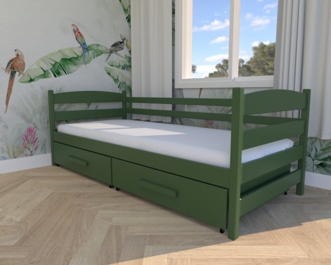 Łóżko dla dzieci Kasia Premium, nowoczesne łóżko w kolorze boho, pojedyncze łóżko do pokoju dziecka, łóżko z szufladą na pościel od producenta Valor Meble.jpg