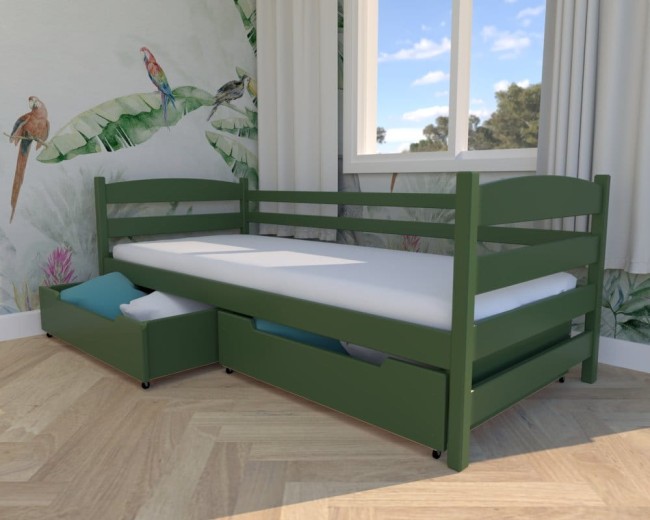 Łóżko dla dziecka Kasia Premium, nowoczesne łóżko w kolorze boho, pojedyncze łóżko do pokoju dziecka, łóżko z szufladą na pościel od producenta Valor Meble.jpg