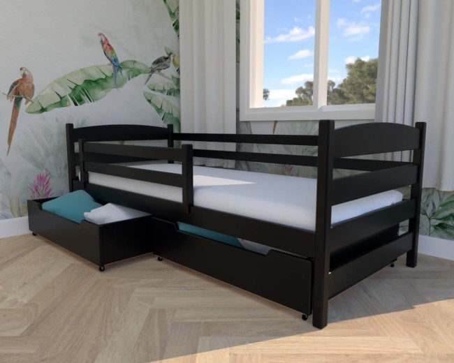 łóżko dla dzieci Kasia Premium, nowoczesne  łóżko czarne  do pokoju dzieci i młodzieży,łóżko z szufladą na pościel od producenta Valor Meble.jpg