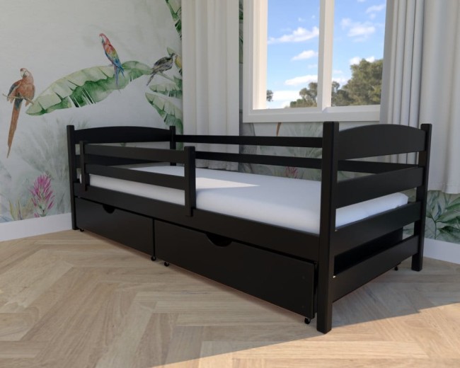 łóżko dla dzieci Kasia Premium, nowoczesne  łóżko do pokoju dzieci i młodzieży, łóżko z szufladą na pościel od producenta Valor Meble czarny kolor.jpg