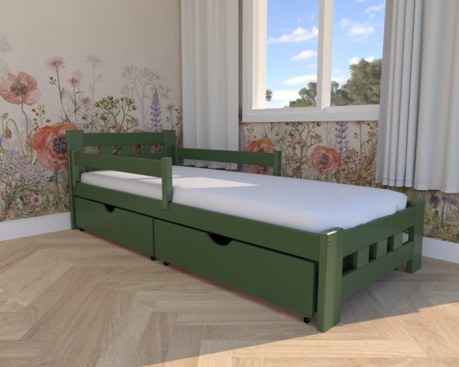 łóżko dla dzieci Paweł Premium, klasyczne drewniane łóżko do pokoju dzieci,łóżko z szufladami na pościel, łóżko w kolorze boho od producenta Valor Meble.jpg