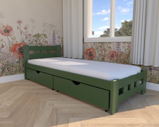 łóżko dla młodzieży  Paweł Premium, klasyczne drewniane łóżko do pokoju nastolatka,łóżko z szufladami na pościel, łóżko w kolorze boho od producenta.jpg