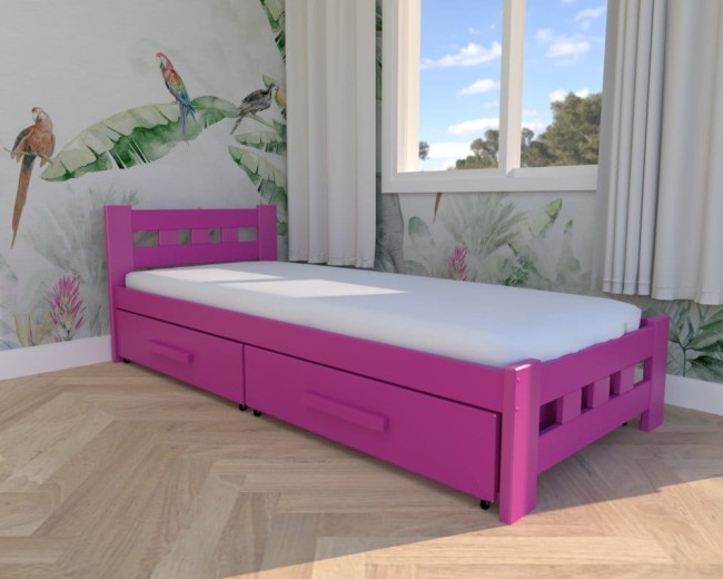 różowe łóżko dla dziewczynki Paweł Premium, klasyczne łóżko młodzieżowe do pokoju księżniczki małej i dużej,solidne szufady na pościel od producenta Valor Meble.jpg