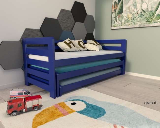 łóżko rozsuwane trzyosobowe  wysuwane dla rodzeństwa Fox Premium od producenta Valor Meble dla dzieci i nie tylko kolor granatowy.jpg