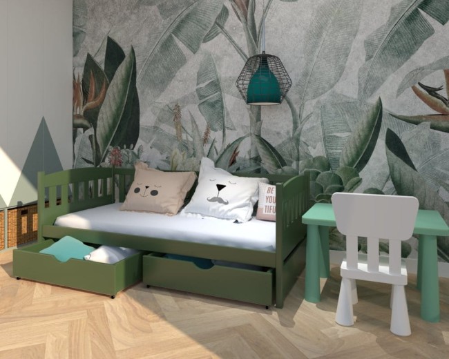 łóżko dla dziecka Lena Premium,nowoczesne bezpieczne łóżko dla dwulatka,wysoka barierka zabezpieczająca,szuflady z małym wcięciem od producenta Valor Meble.jpg