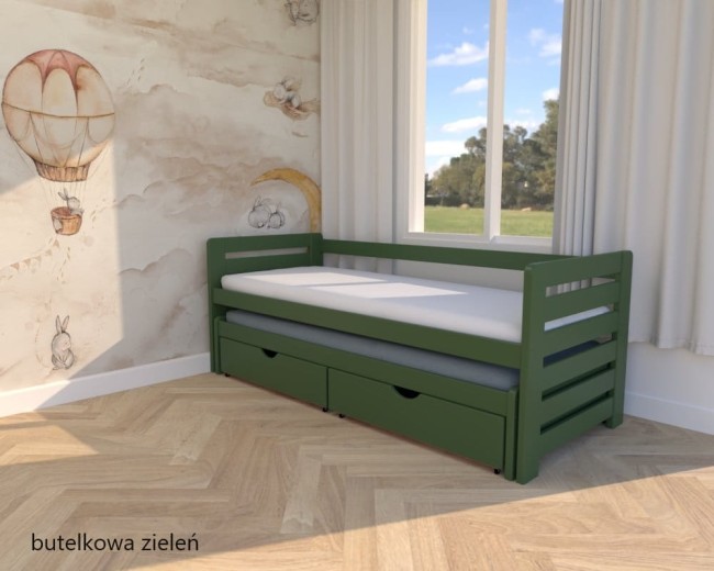 łóżko dwuosobowe Zuzia Premium,wysuwane łóżko dla rodzeństwa,nowoczesne drewniane łóżko do pokoju dziecięcego od producenta Valor Meble w kolorze boho.jpg