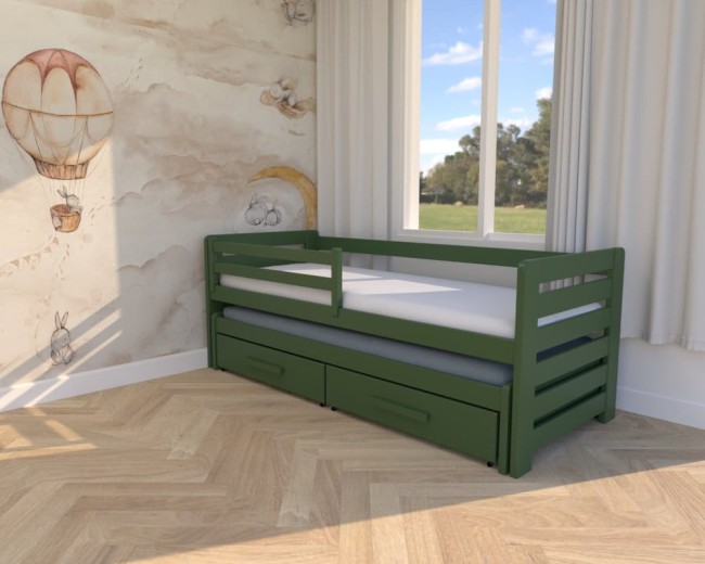 łóżko dwuosobowe dla dzieci Zuzia Premium,wysuwane łóżko dla rodzeństwa,nowoczesne drewniane łóżko do pokoju dzieci od producenta Valor Meble w  boho.jpg