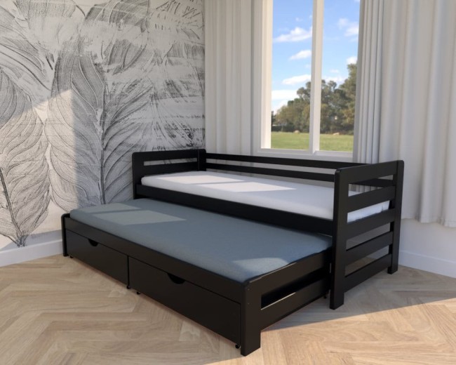 Aranżacja pokoju dla chłopca: łóżko wysuwane Jasio Premium czarne