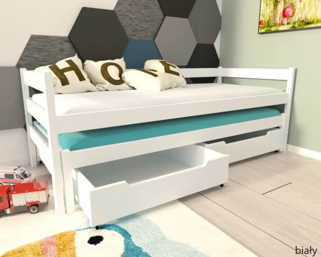 lozko-Wysuwane-Maxi-Premium--dla-dwojki-dzieci-maxi-rozlozone-z-barierkami-od-producenta-Valor-Meble-kolor-bialy.webp