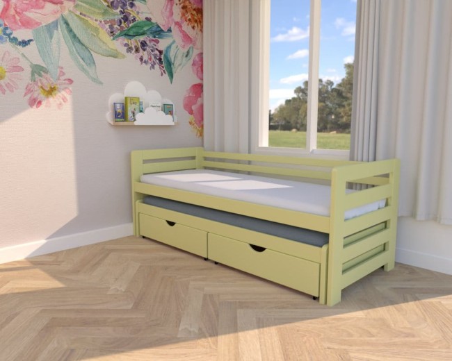 Nowoczesne meble dla dzieci: pastelowo żółte łóżko z funkcją spania dla gości