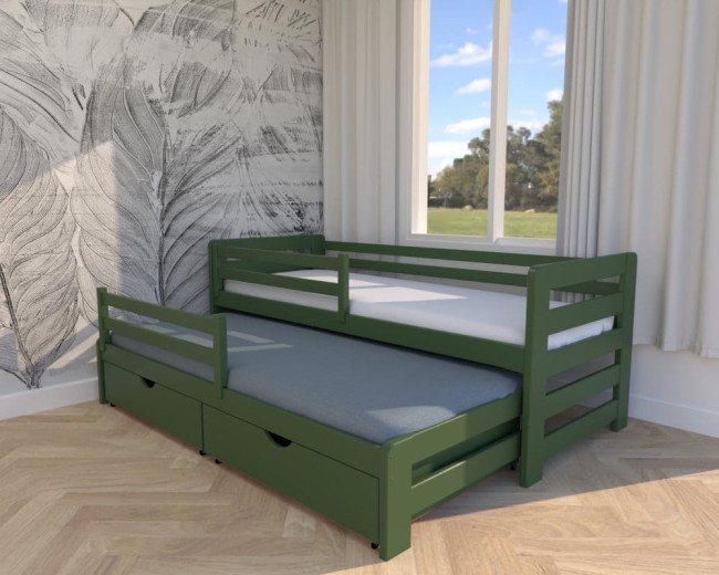 nowoczesne łóżko dla dziecka Jasio Premium,dwuosobowe rozsuwane łóżko do pokoju rodzęństwa,z materacem i szufladami od polskiego poroducenta Valor Meble boho.jpg