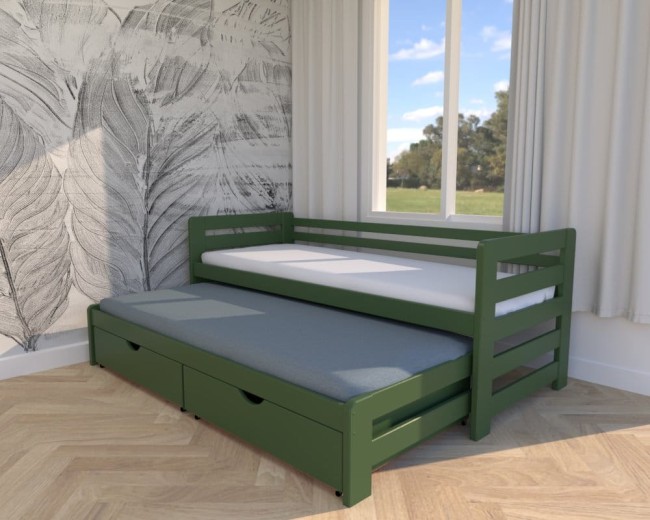 nowoczesne łóżko dla dziecka Jasio Premium,dwuosobowe rozsuwane łóżko do pokoju rodzęństwa,z materacem i szufladami od polskiego poroducenta Valor Meble w kolorze boho.jpg