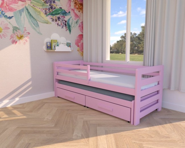Łóżko dla dziewczynki z dwiema powierzchniami spania – model Jasio Premium róż