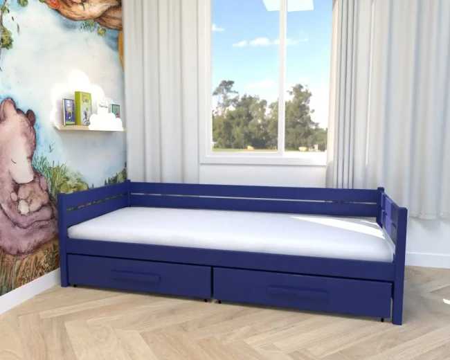 łóżko dziecięce Merry Classic z szufladami granat.webp