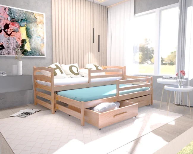 Łóżko z wysuwanym materacem - Maja PREMIUM