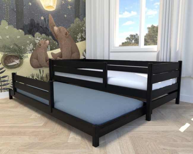 łózko podwójne wysuwane Maro Low czarne