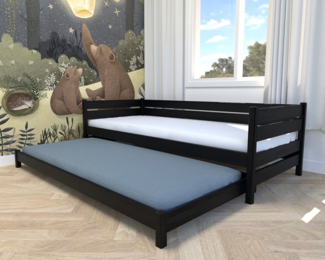 rozsunięte łóżko podwójne Maro Low Classic czarne