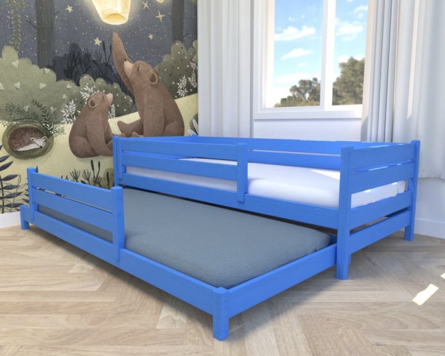 łóżko dla dziecka 6-8 lat Maro Low classic kolor niebieski