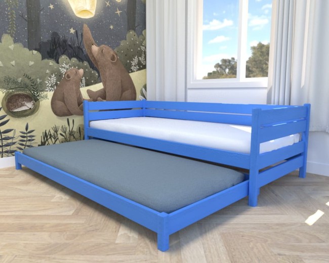 łóżko w małym pokoju dzieci 6-8 lat Maro Low Classic niebieskie