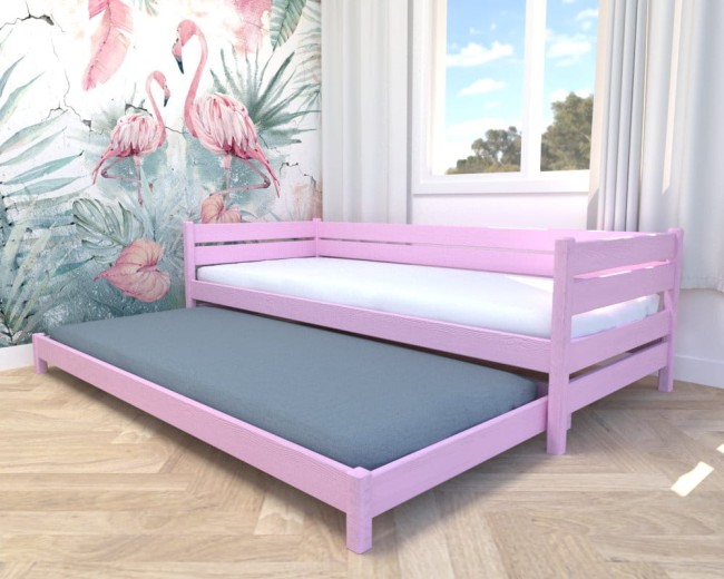 łóżko w pokoju dziewczynek Maro Low pastelowy róż