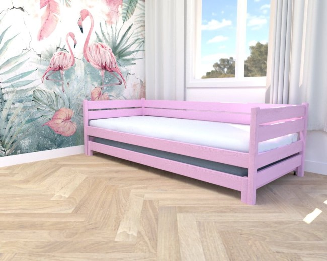 łóżko w dziewczęcym pokoju Maro Low Classic kolor pastelowy róż