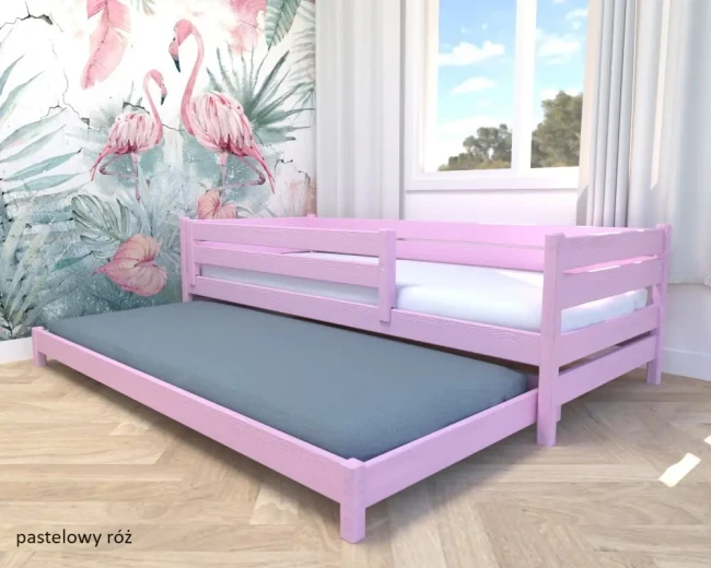 łóżko dla dziewczynki  Maro Low pastelowy róż.webp