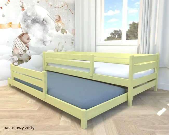 łóżko do małego pokoju  Maro Low pastelowy żółty.webp