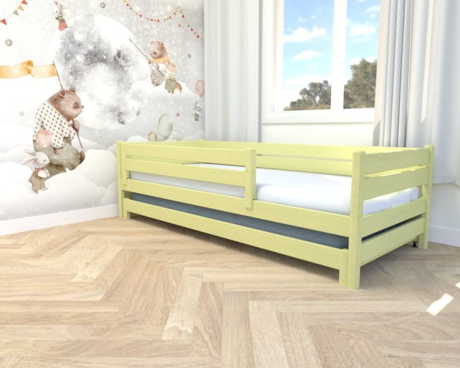 łóżko rozsuwane w małym pokoju dzieci Maro Low kolor pastelowy żółty