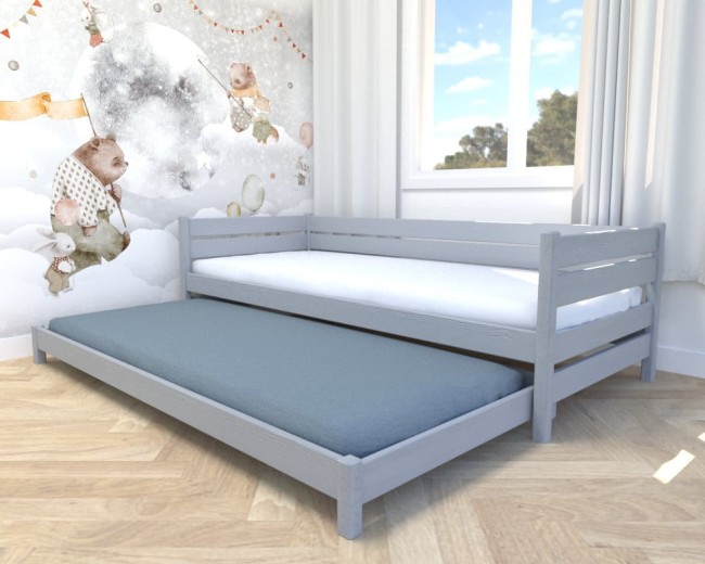łóżko rozkładane dwuosobowe dla dzieci Maro low popielate