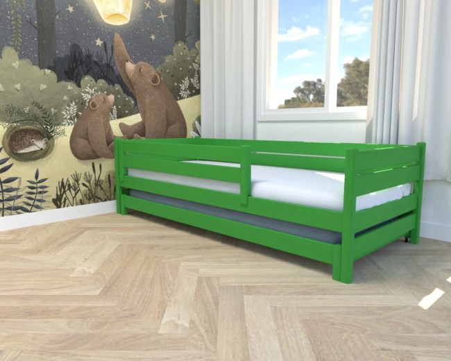 dla dwójki dzieci łóżko w pokoju dzieci Maro Low Classic zielone