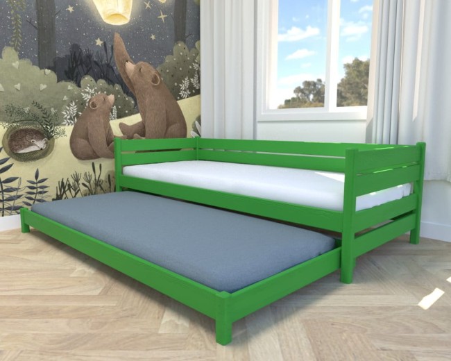 zielone dla 2 dzieci łóżko  bez barierki Maro Low Classic