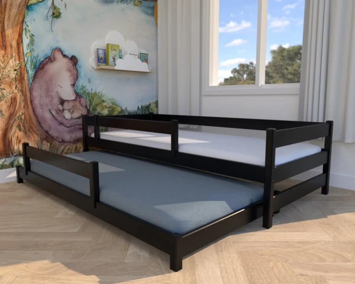 Łóżko rozsuwane - Maxi LOW PREMIUM kolor czarny