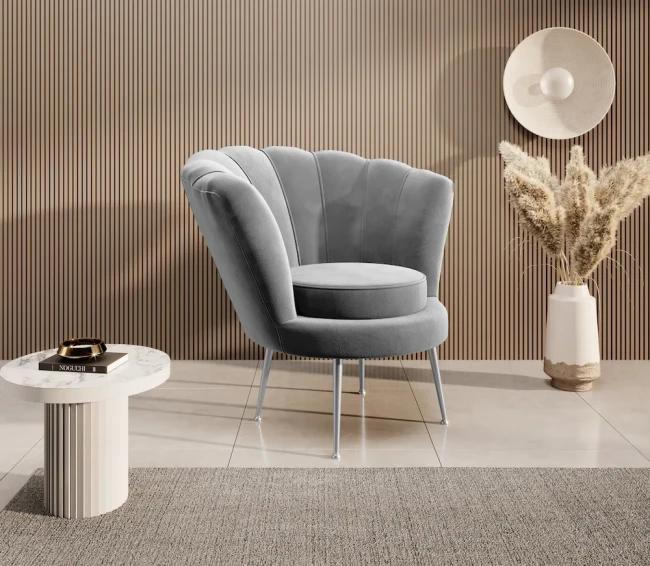 Fotel Shell - Magic Velvet 2218 srebrne.webp