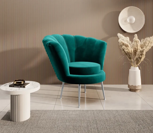 Fotel Shell - Magic Velvet 2221 srebrne.webp
