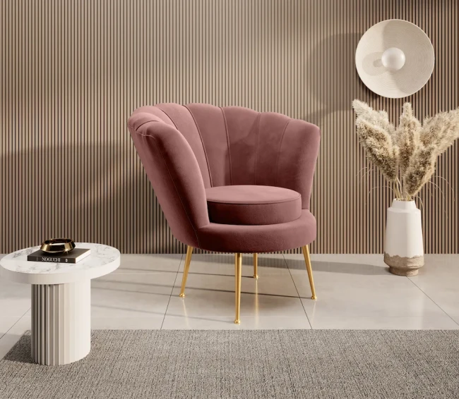 Fotel Shell - Magic Velvet 2258 gold legs.webp