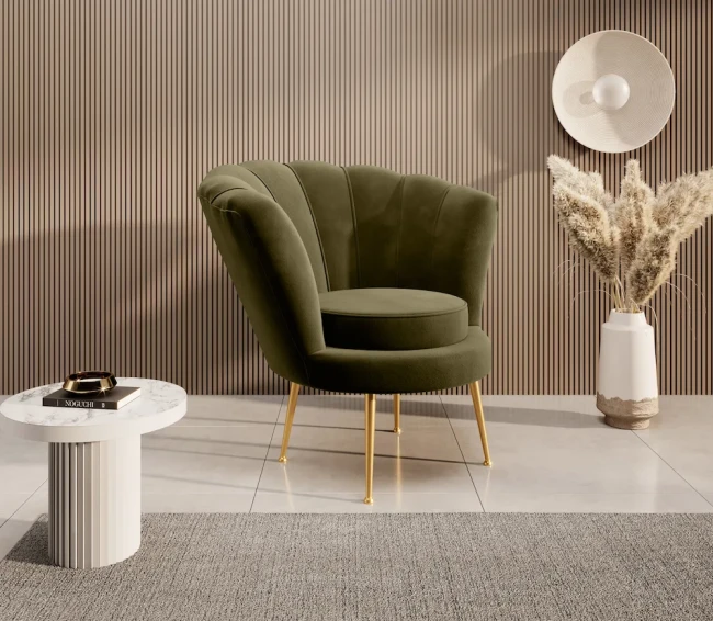 Fotel Shell - Magic Velvet 2277 gold legs.webp