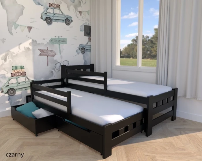 Łóżko rozsuwane -Paweł HIGH PREMIUM kolor czarny