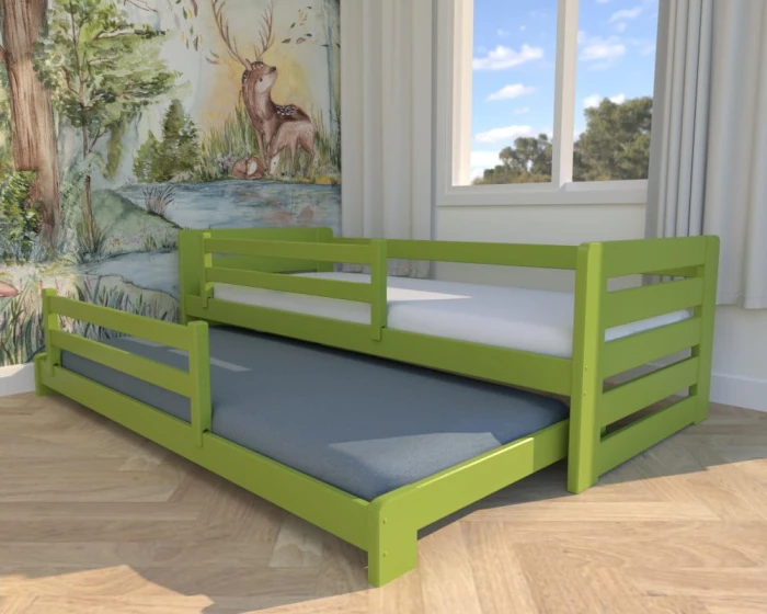 Łóżko wysuwane - Zuzia Low PREMIUM kolor zielony