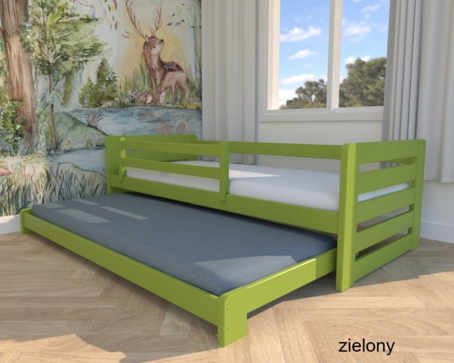 Zuzia Low niskie łóżko dla dwójki rodzeństwa w kolorze zielonym.jpg