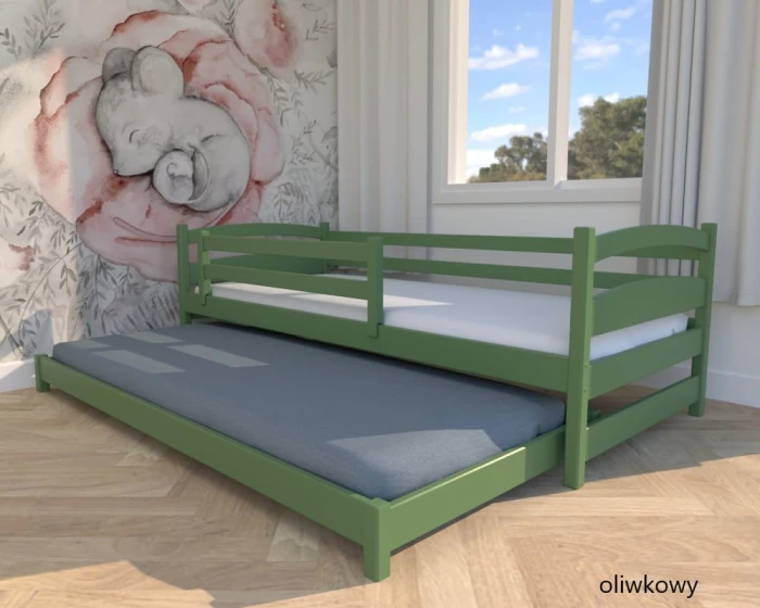 Łóżko podwójne - Maja Low PREMIUM	kolor oliwkowy