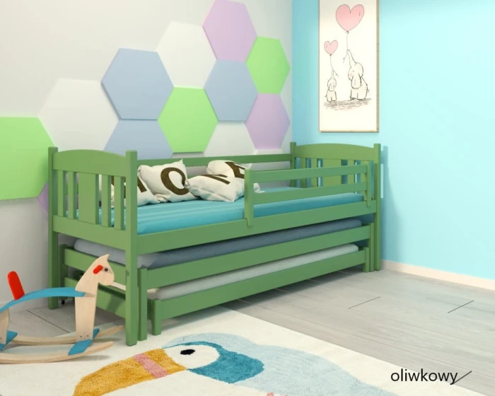 Łóżko trzyosobowe - ŁUCJA PREMIUM  kolor oliwkowy