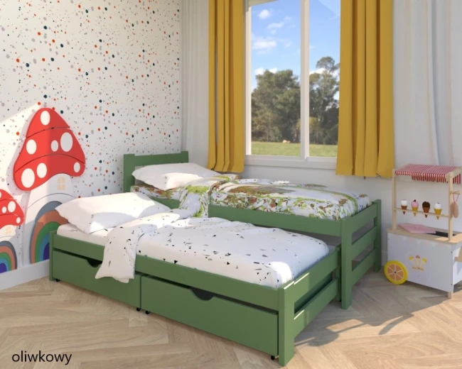 Łóżko podwójne -Paweł HIGH 2 PREMIUM kolor oliwkowy