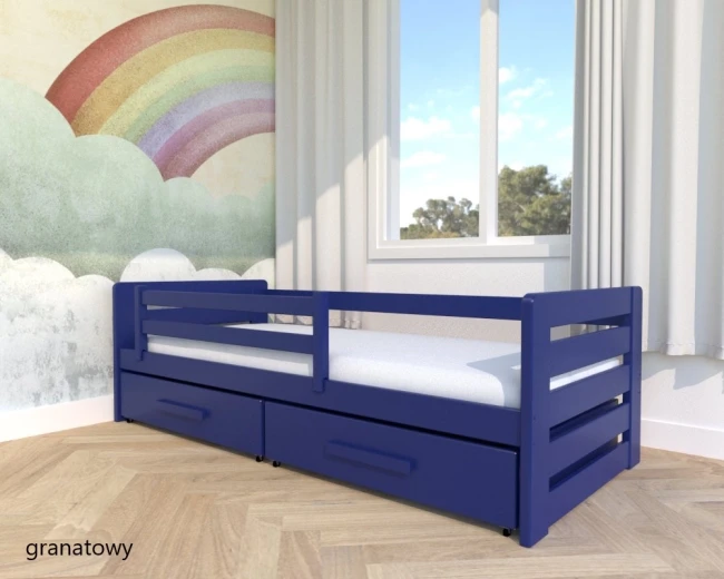 granatowe Dziecięce łóżko drewniane LAURA PREMIUM od producenta Valor Meble