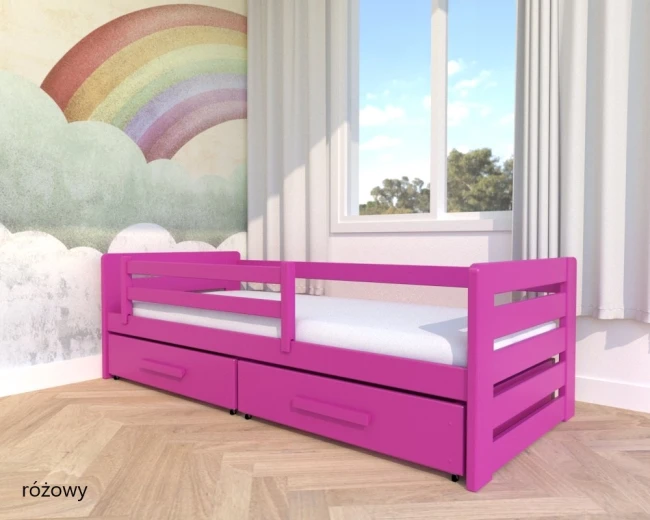 Dziecięce łóżko drewniane różowe LAURA PREMIUM